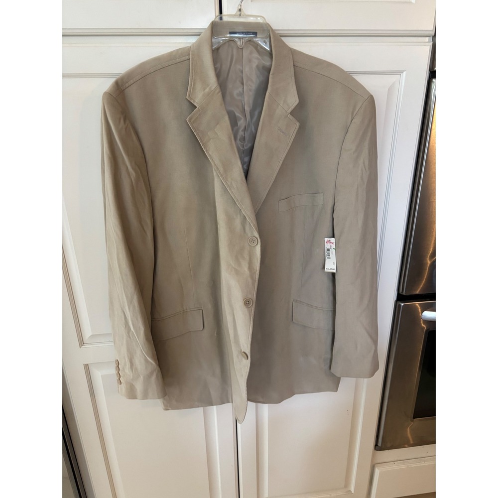 J. Ferrar Mens Tan Cotton 3-Button Sport Coat Blazer XXL 50-52 C70894 NWT